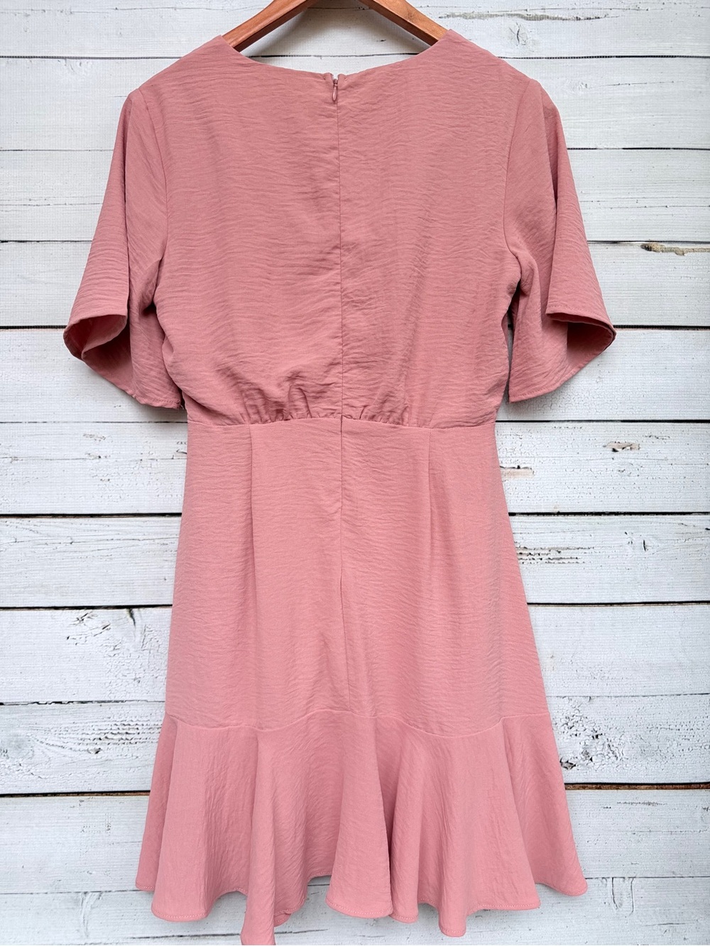 She + Sky Surplice V-Neck Ruched Drawstring Ruffle Dress - Small - Picture 4 of 5